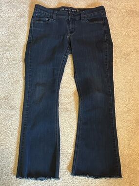 Old Navy Women's Dark Indigo Wide Leg Jeans 12 petite short length